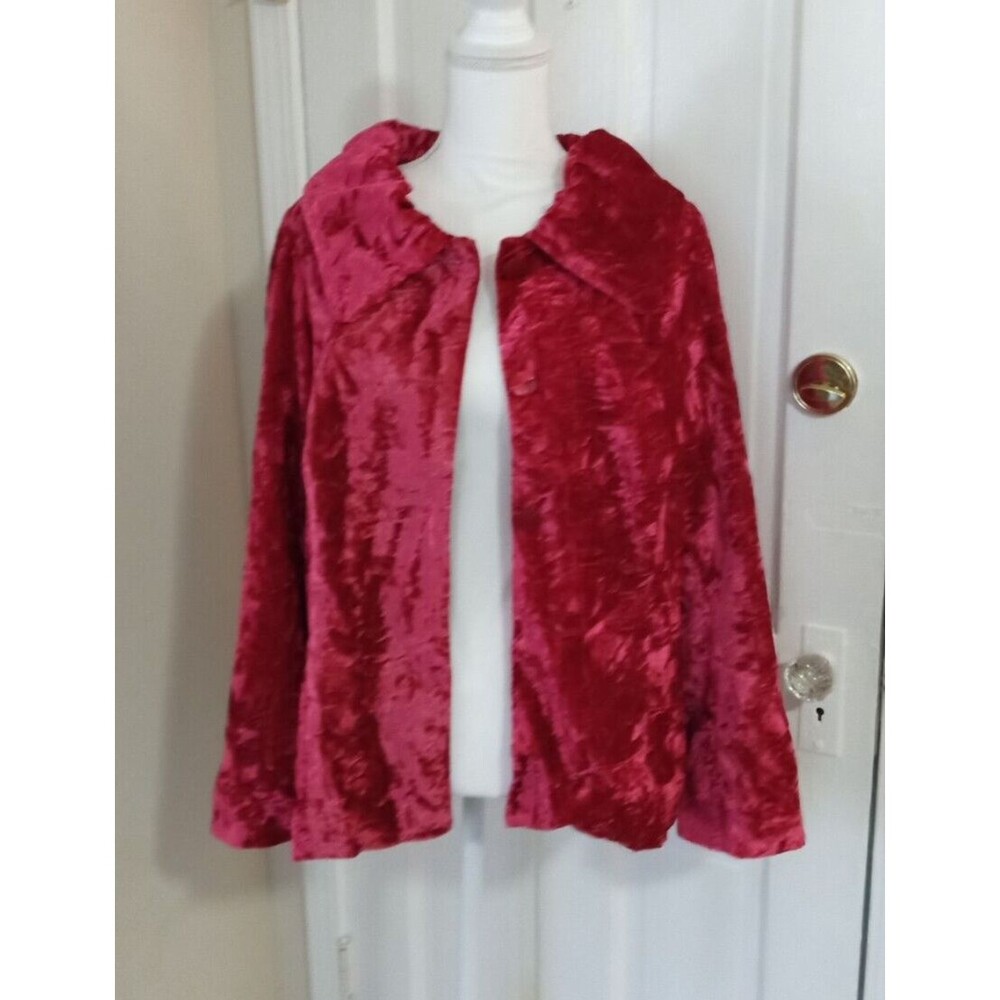 ROAMAN'S Women's Fully Lined 3 Button Velour Blazer (Size 14W) CHERRY ~ NEW!!! - Picture 6 of 6